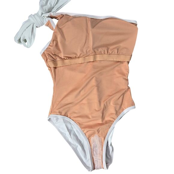 J. Crew Bow one-shoulder one-piece Swimsuit White 6 BF170 - Picture 3 of 8